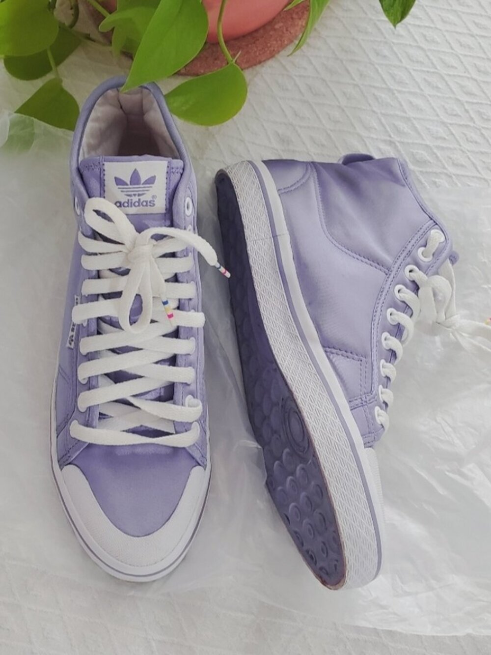 ADIDAS Europe Light Purple Satin Mid Hi-Top Retro Sneakers